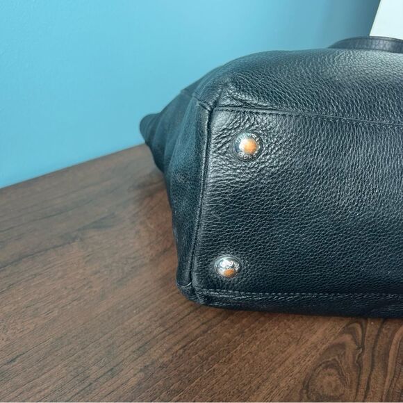 MICHAEL KORS Black Leather Jet Set Voyager Hamilton Harper Tote Laptop Work Bag - Picture 9 of 15